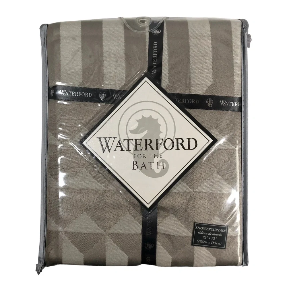 WATERFORD For The Bath Diamond Shower Curtain Color Platinum New in Package